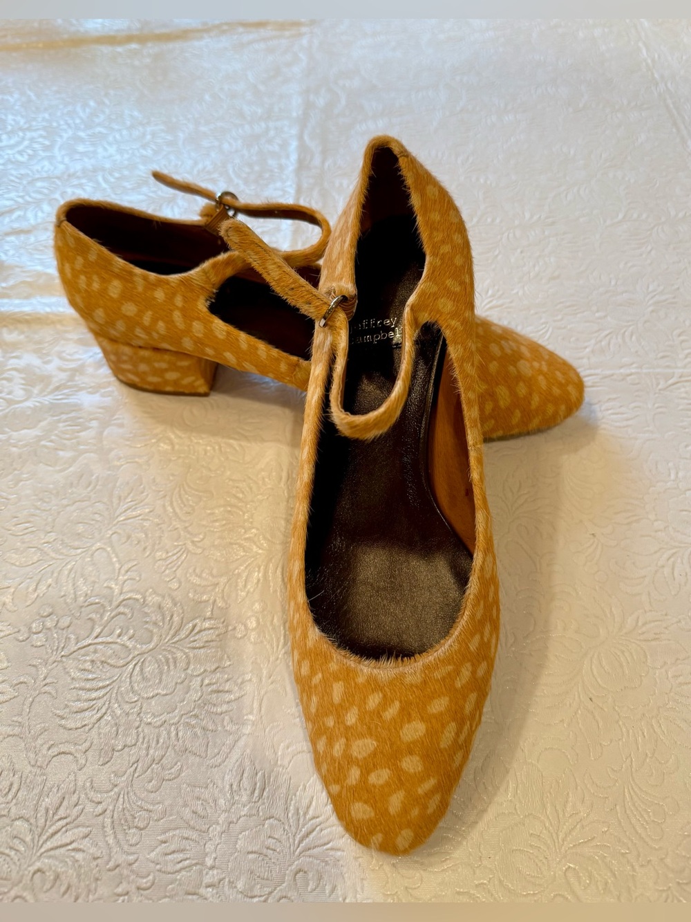 Jeffrey Campbell Mustard Yellow Spotted Mary Jane Pumps